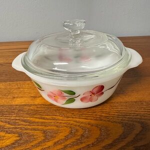 Vintage Anchor Hocking 1 Pint Fire King ~ Peach Blossom